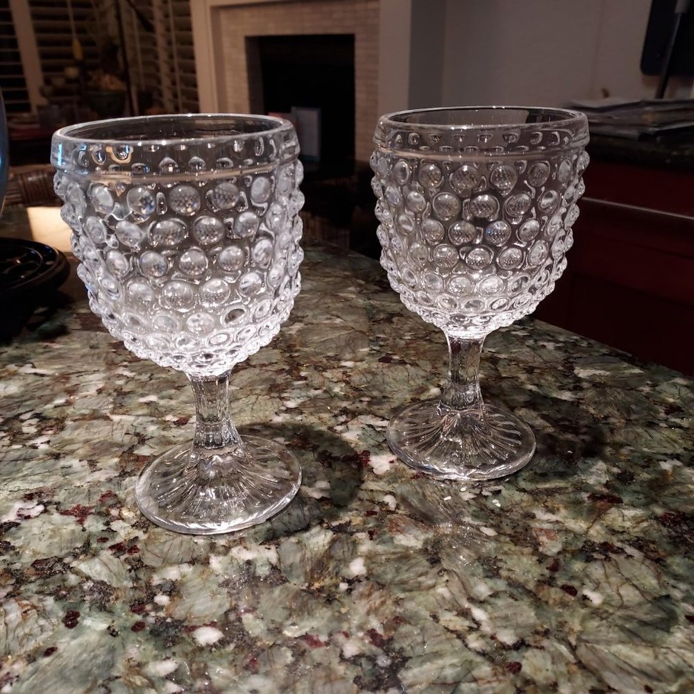 Two clear hobnail goblets, excellent used condition